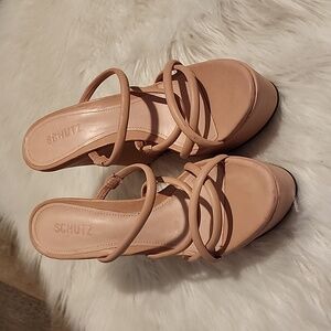 Schutz Cari Sweet Rose Platform Wedge Sandal SZ 9.5